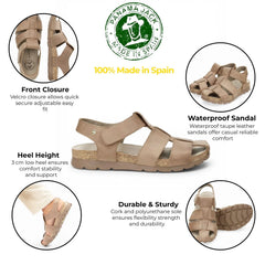 Panama Jack - Men's C8 Stanley Taupe Leather Waterproof Sandals