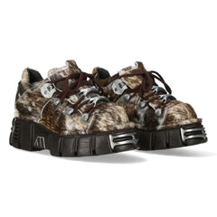 NEW ROCK - M-120N-C114 Cow Fur Lace Up Tower Shoes