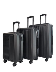 Cullman Set of 3 Black Hard Shell White Suitcases