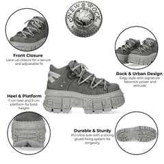 NEW ROCK - M-106WALL-C63 Urban Grey Leather Tower Boots