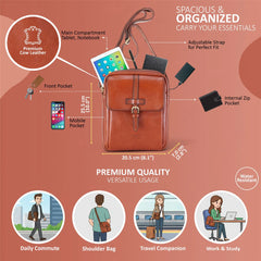 Deep Tan Vintage Leather Cross Body Travel Bag