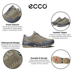 Ecco - Men's Olive Green Leather Waterproof Casual Shoes: Receptor XP