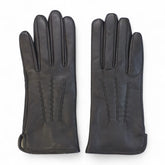 Womens Brown Italian Leather Gloves with Wool Lining
