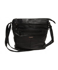 Black Sheep Nappa Triple Pocket Cross Body Bag
