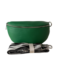 Women's Green Leather Cross Body Bag with Interchangeable Straps