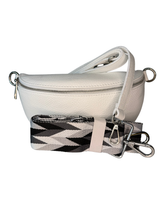Women's White Leather Cross Body Bag with Interchangeable Straps