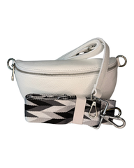 Women's White Leather Bumbag with 2 Interchangeable Straps