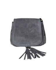 Women's Grey Suede Saddle Bag
