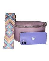 Women's Mauve Leather Cross Body Bag with Interchangeable Straps