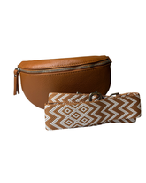 Women's Tan Leather Cross Body Bag with Interchangeable Straps