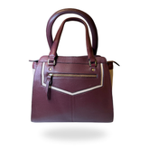 Women's Burgundy and White Leather Shoulder Bag