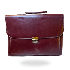 Lombard Leather Briefcase & Laptop Bag Burgundy