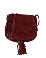 Women's Burgundy Suede Saddle Bag