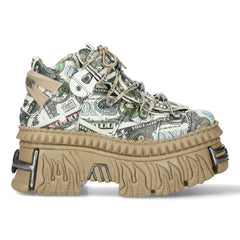 NEW ROCK - M-106WALL-C49 Dollar Bill Leather Platform Boots