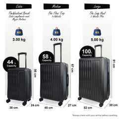 Cullman Set of 3 Black Hard Shell White Suitcases