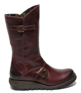 Fly London - MES 2 Women's Wine Leather Mid-Calf Wedge Platform Boots