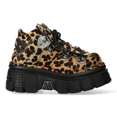 NEW ROCK - M-106-C192 Leopard Print Leather Tower Boots