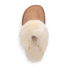 Womens Chestnut Genuine Sheepskin Mule Slippers: Luna