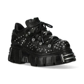 NEW ROCK - M-120NR-C1 Studded Black Leather Platform Boots
