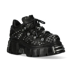 NEW ROCK - M-120NR-C1 Studded Black Leather Platform Boots