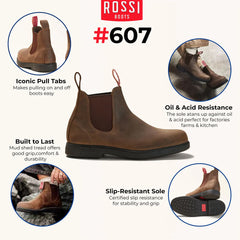 Rossi - 607 Booma Rustic Brown Leather Chelsea Boots