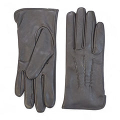 Womens Brown Italian Leather Gloves with Wool Lining