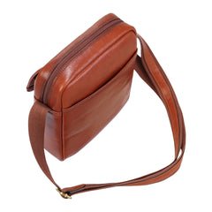 Deep Tan Vintage Leather Cross Body Travel Bag