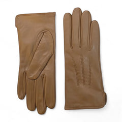 Womens Tan Italian Leather Gloves with Wool Lining