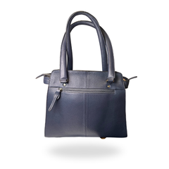 Women's Leather Shoulder Bag Navy and Tan
