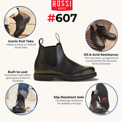 Rossi - 607 Booma Black Leather Chelsea Boots