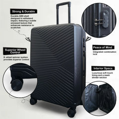 Junee Large Soft Shell Black Suitcase