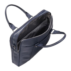 Navy Vintage Leather Laptop Messenger Briefcase With Detachable Shoulder Strap