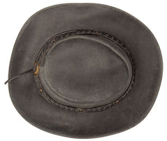 Antique Black Buff Western/Bush Style Leather Hat