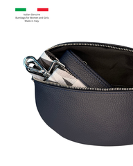 Women's Navy Leather Cross Body Bag with Interchangeable Straps