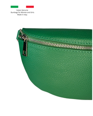 Women's Green Leather Cross Body Bag with Interchangeable Straps