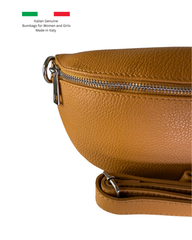 Women's Rich Tan Leather Cross Body Bag with Interchangeable Straps