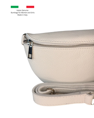 Women's White Leather Bumbag with 2 Interchangeable Straps