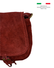 Women's Burgundy Suede Saddle Bag
