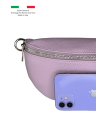 Women's Purple Leather Bumbag with 2 Interchangeable Straps