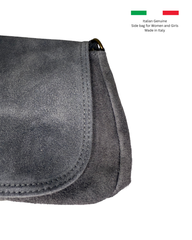 Women's Grey Suede Saddle Bag