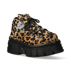 NEW ROCK - M-106-C192 Leopard Print Leather Tower Boots