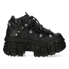 NEW ROCK - M-106WALL-C65 Python Black Leather Platform Boots
