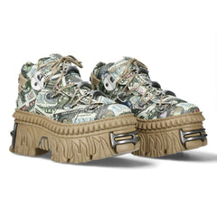 NEW ROCK - M-106WALL-C49 Dollar Bill Leather Platform Boots
