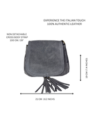 Women's Grey Suede Saddle Bag