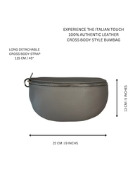 Women's Grey Leather Cross Body Bag with Interchangeable Straps