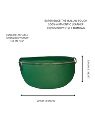 Women's Green Leather Cross Body Bag with Interchangeable Straps