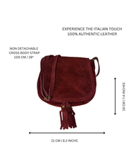 Women's Burgundy Suede Saddle Bag