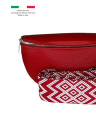 Women's Red Leather Cross Body Bag with Interchangeable Straps