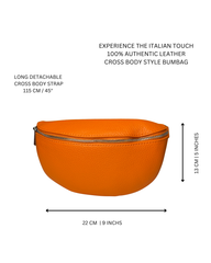 Women's Orange Leather Cross Body Bag with Interchangeable Straps