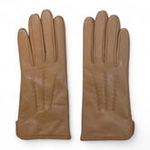 Womens Tan Italian Leather Gloves with Wool Lining